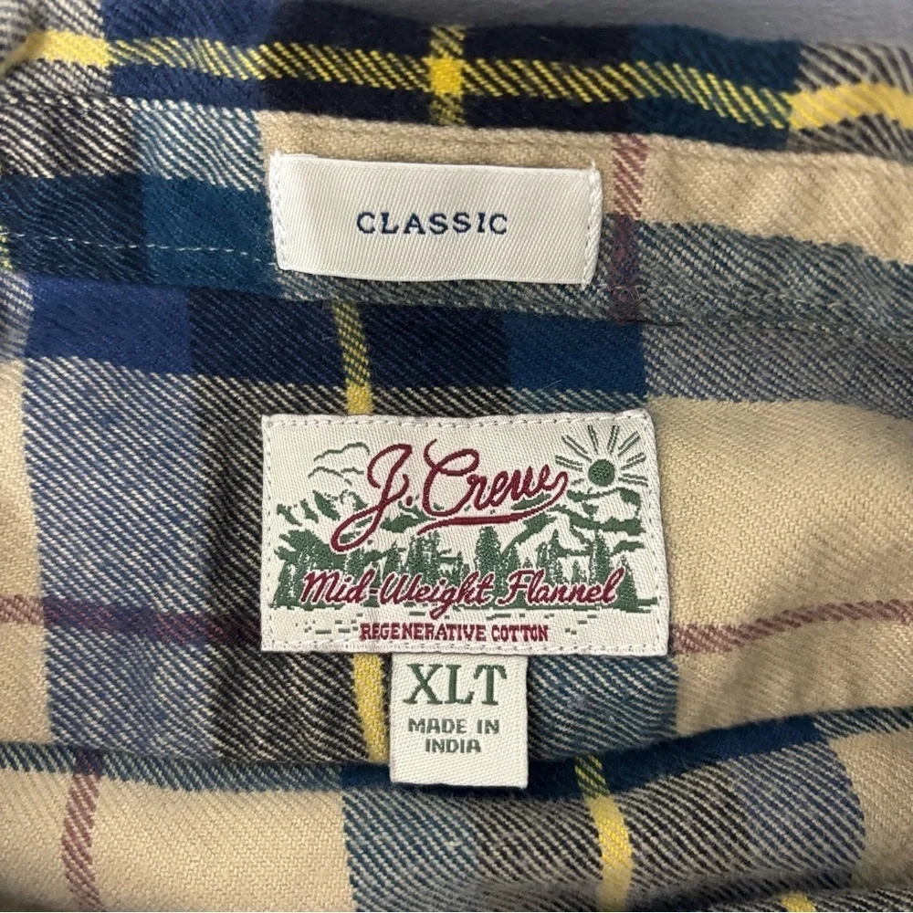 J. Crew XLT Men's Regenerative Cotton Mid-Weight Flannel Button Front Shirt